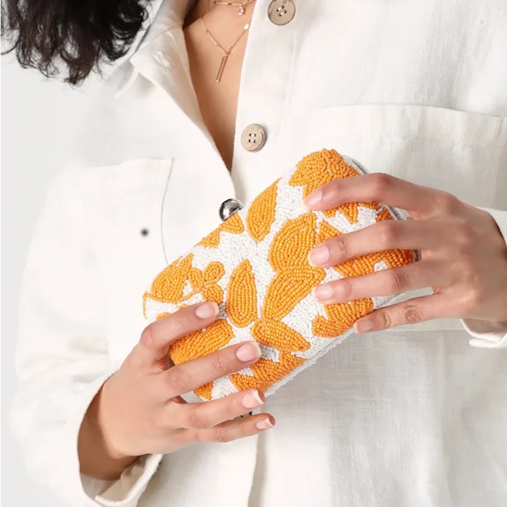 Vacay Darling White and Orange Beaded Clutch - Picture 14 of 14